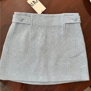 Zara Light Blue Tweed Skirt